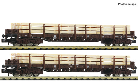 Fleischmann 6660048 N Gauge OBB Rs Bogie Stake Wagon w/Timber Load Set (2) V