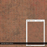 Scale Model Scenery TX263 OO Gauge English Bond Dirty Red Brick Texture Paper (x5)
