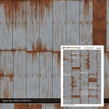 Scale Model Scenery TX280 OO Gauge Rusty/Weath. Corrugated Iron Texture Paper (x5)