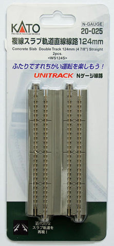 Kato 20-025 N Gauge Unitrack (WS124S) Slab Dual Straight Track 124mm 2pcs