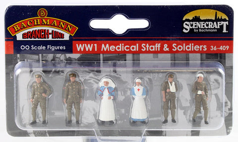 Bachmann 36-409 OO Gauge WW1 Medical Staff and Soldiers Figures
