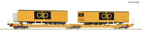 Roco 77405 HO Gauge CLIP Sdggmrs/T3000e Flat Wagon w/Clip Trailers VI