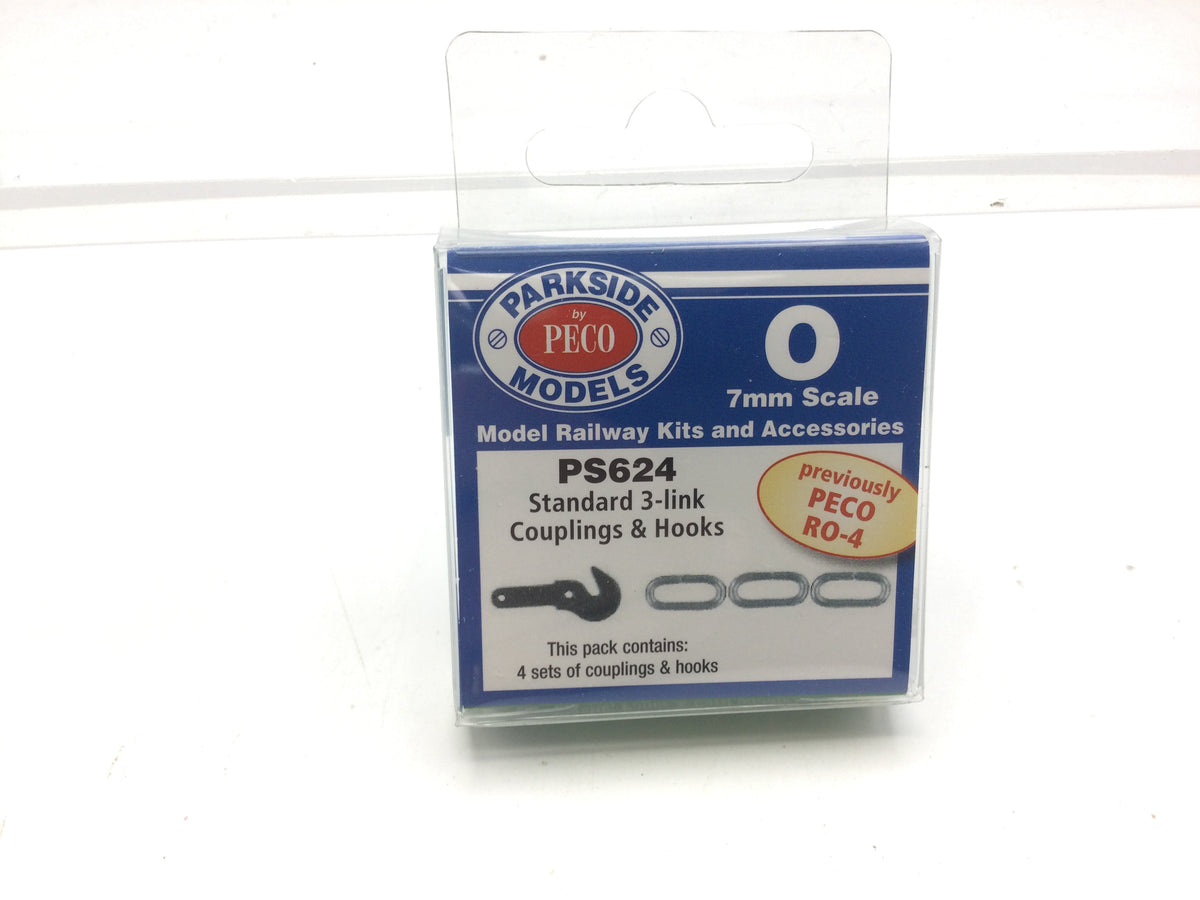 Peco PS624 O Gauge (1/48 Scale) 3-Link Couplings & Hooks Kit For Model Railways 7 thumbnail image