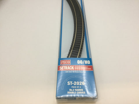 Peco ST-2026 OO Gauge Pack of 4 ST-226 2nd Radius Double Curve Track