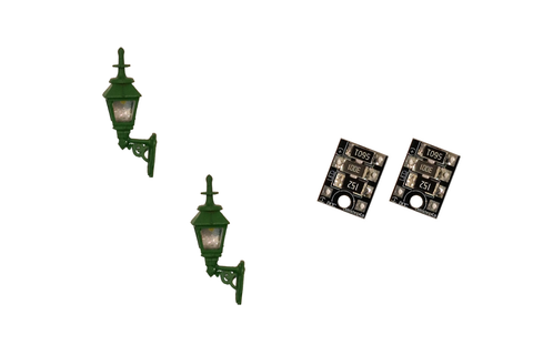 DCC Concepts LML-GWGR OO Gauge Gas Wall Lamps - Green (Pack 2)