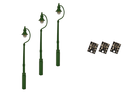 DCC Concepts LML-SSGR OO Gauge Swan-Neck Street/Platforms Lamps - Green (Pack 3)