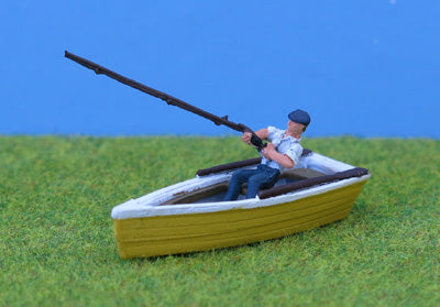 P&D Marsh PDZ33 OO Gauge Whitemetal Painted Man Fishing in Rowboat