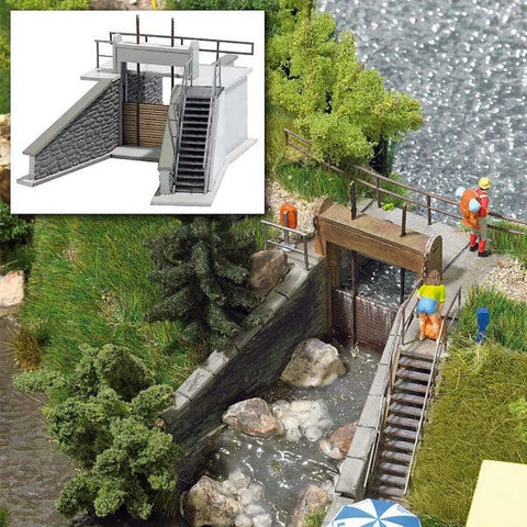 Busch 1483 HO/OO Gauge Weir with Footbridge Kit