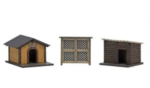 Busch 1522 HO/OO Gauge Rabbit Hutch and Two Dog Houses Kit