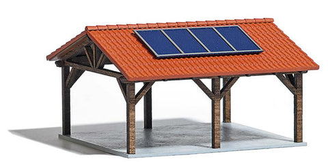 Busch 1571 HO/OO Gauge Peak Roofed Carport with Solar Panels Kit