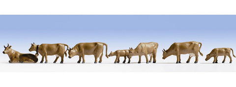 Noch 15722 HO/OO Gauge Dark Brown Cows Figure Set