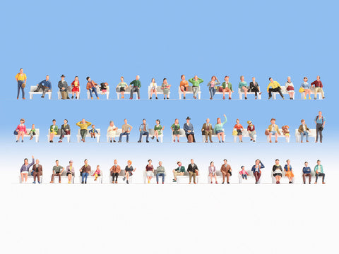 Noch 16071 HO/OO Gauge Sitting People (60) Mega Economy Figure Set