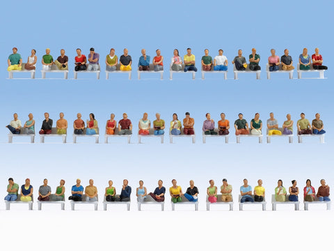 Noch 16072 HO/OO Gauge Sitting Passenger (60) Mega Economy Figure Set