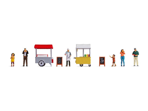 Noch 16229 HO/OO Gauge At the Hot Dog & Ice Cream Stand Themed Figure Set