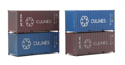 Dapol 2F-028-211 N Gauge 20ft Container Pack (4) Culines/TBGU Weathered