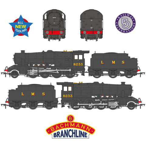 Bachmann 35-226 OO Gauge LMS 8F with Riveted Tender 8233 LMS Black