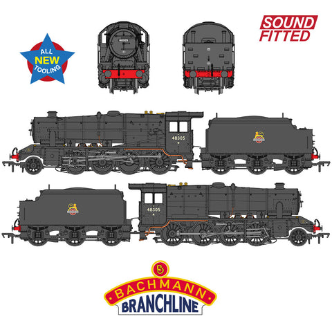 Bachmann 35-230SF OO Gauge LMS 8F with Welded Tender 48305 BR Black (Early Emblem) SOUND FITTED