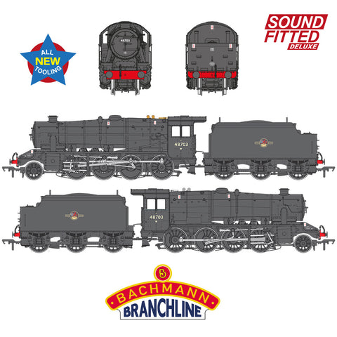 Bachmann 35-231SFX OO Gauge LMS 8F with Welded Tender 48703 BR Black (Late Crest) SOUND FITTED DELUXE