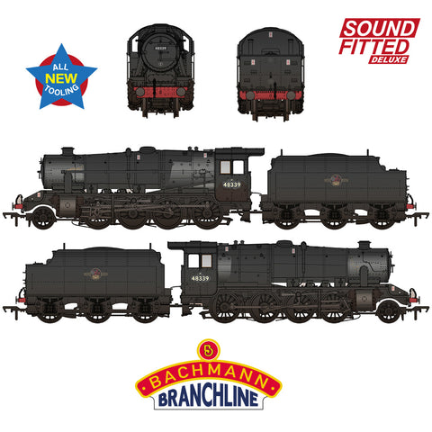 Bachmann 35-235SFX OO Gauge LMS 8F with Riveted Tender 48339 BR Black (Late Crest) WEATHERED, SOUND FITTED DELUXE