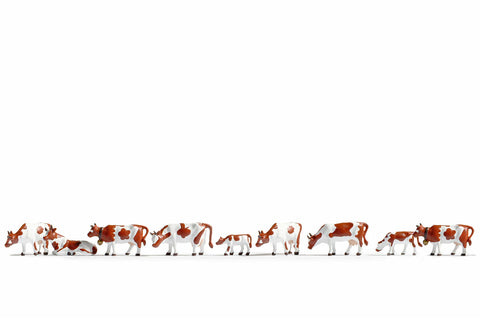 Noch 36723 N Gauge Brown and White Cows (9) Figure Set