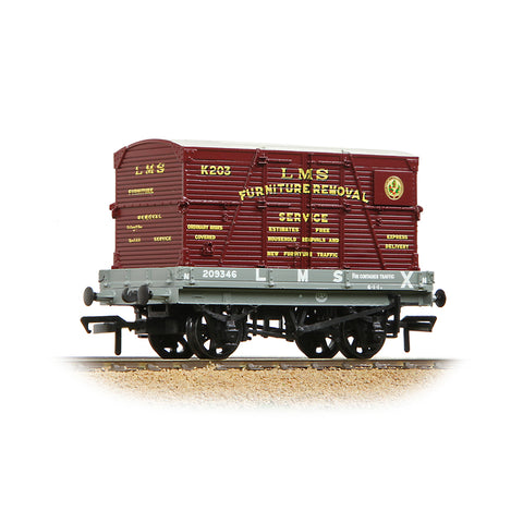 Bachmann 37-482 OO Gauge 1 Plank Wagon LMS Grey 'Furniture Removal Service' Crimson Cont.