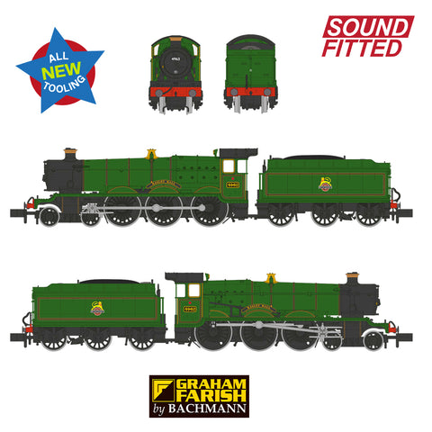 Graham Farish 372-010SF N Gauge GWR 49XX 4962 Ragley Hall BR Lined Green (Early) DCC SOUND