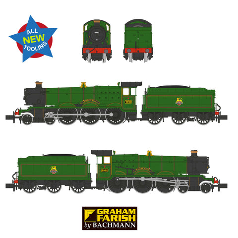 Graham Farish 372-010 N Gauge GWR 49XX 4962 Ragley Hall BR Lined Green (Early)