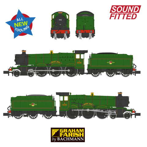 Graham Farish 372-011SF N Gauge GWR 49XX 4936 Kinlet Hall BR Lined Green (Late) DCC SOUND