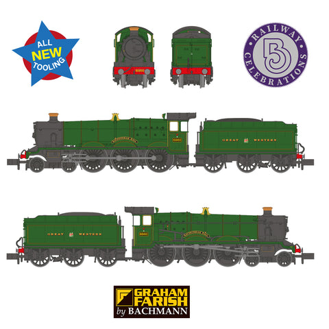 Graham Farish 372-450 N Gauge GWR 'Modified Hall' 6960 Raveningham Hall GWR Lined Green (GW Crest)