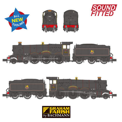 Graham Farish 372-451SF N Gauge GWR Modified Hall 7904 Fountains Hall BR Lined Black (Early) DCC SOUND