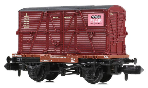 Graham Farish 377-2023K N Gauge Conflat Wagon BR Bauxite (Early) Patons BD Container