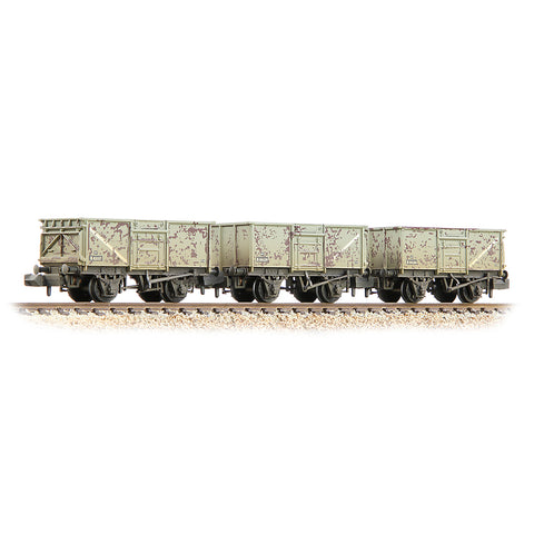 Graham Farish 377-235B N Gauge BR 16T Steel Mineral with Top Flap Doors 3-Wagon Pack BR Grey [WL] [W]