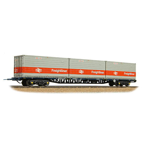 Bachmann 38-626A OO Gauge BR FFA Inner Flat BR Blue, 3 x Type L Freightliner Containers