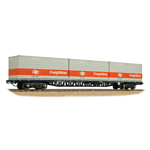Bachmann 38-626B OO Gauge BR FFA Inner Flat BR Blue, 3 x Type L Freightliner Containers