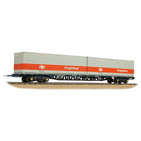 Bachmann 38-626C OO Gauge BR FFA Inner Flat BR Blue, 2 x Type N Freightliner Containers