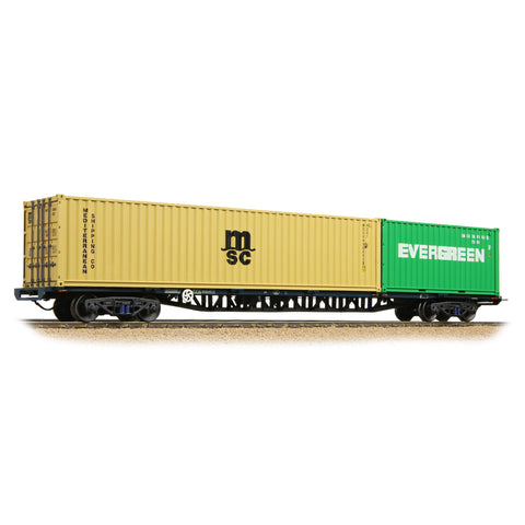 Bachmann 38-628B OO Gauge BR FFA Inner Flat BR Blue (TOPS), 20ft & 40ft ISO Containers