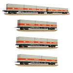 Bachmann 38-629 OO Gauge BR FFA/FGA Flats 5-Wagon Bundle - BR Blue with Freightliner Containers
