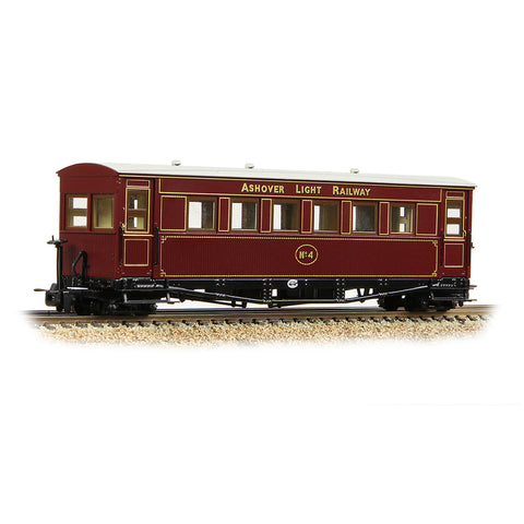 Bachmann 394-025A OO-9 Gauge Gloucester Bogie Coach Ashover L.R. Crimson No.4
