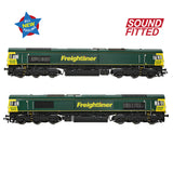 Bachmann 50-002SF OO Gauge Class 66/6 66606 Freightliner Green (Sound Fitted)