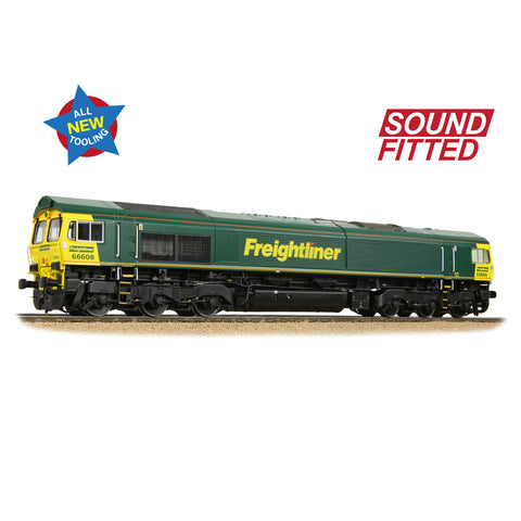 Bachmann 50-002SF OO Gauge Class 66/6 66606 Freightliner Green (Sound Fitted)