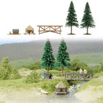 Busch 6010 HO/OO Gauge Beside the Pond Accessory Set