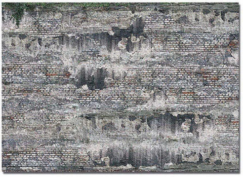Busch 7415 HO/OO Gauge Weathered Stone Wall Card Sheets (2)
