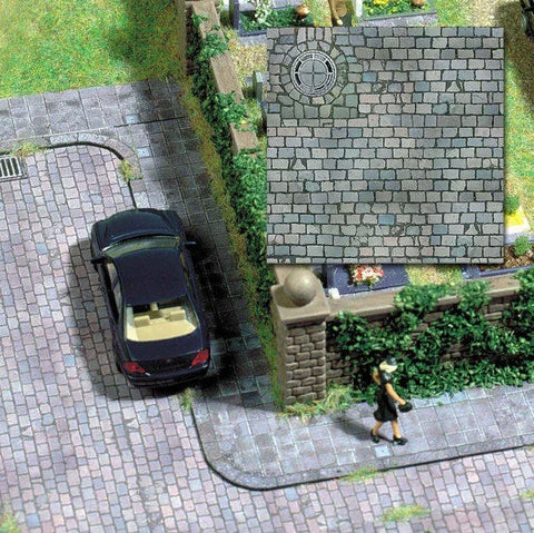 Busch 7417 HO/OO Gauge Cobble Stone Paving Card Sheets (2)