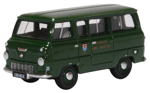 Oxford Diecast 76FDE016 1:76/OO Gauge Ford 400e Minibus London Fire Brigade Green