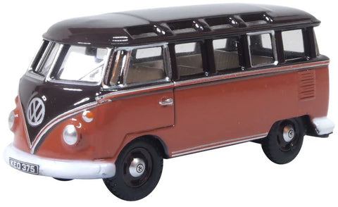Oxford Diecast 76VWS012 1:76/OO Gauge VW Split Screen T1 Samba Bus Red/Brown