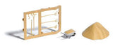 Busch 7787 HO/OO Gauge Wheelbarrow, Hand Tools and Sandpile