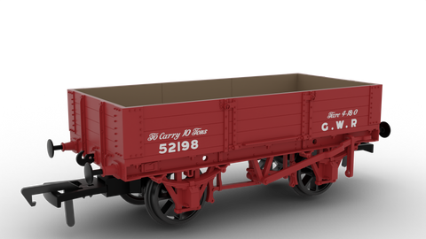 Rapido Trains 925010 OO Gauge GWR Four-Plank Open No.52198 (GWR Red)