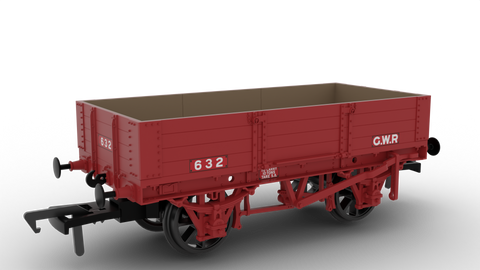 Rapido Trains 925012 OO Gauge GWR Four-Plank Open No.632 (GWR Red)