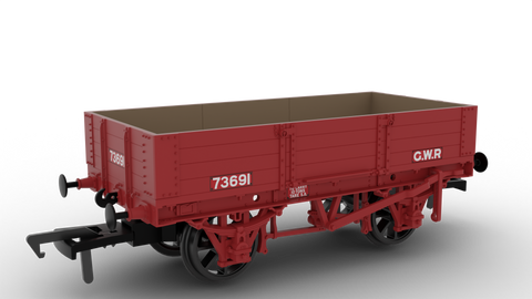 Rapido Trains 925013 OO Gauge GWR Four-Plank Open No.73691 (GWR Red)