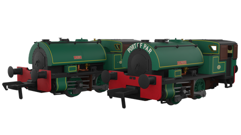 Rapido Trains 968501 OO Gauge Port of Par Bagnall’s Special Edition Twin Pack-Lined Dark Green (DCC SOUND)